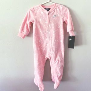Pink Nike fleece footie pajamas